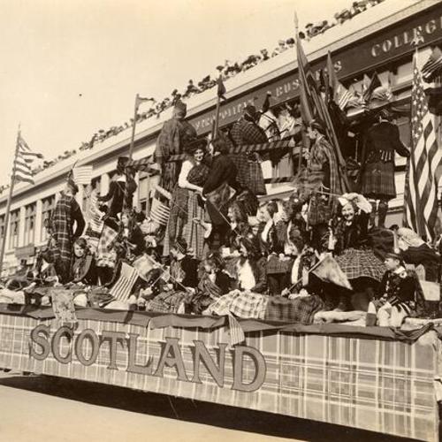 [Scotland float, Parade from Portola Festival, October 19-23, 1909]