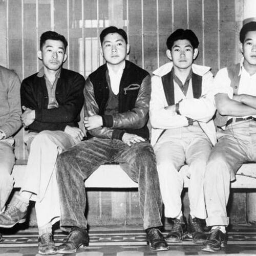 [Japanese-Americans in custody of a U. S. Marshall in Pueblo, Colorado]