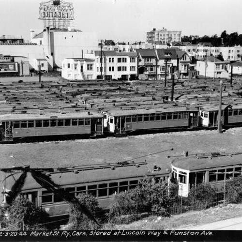 Market Street Railway Cars, Stored at Lincoln Way and Funston Avenue
