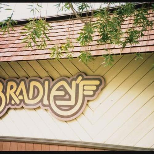 View of Bradley's sign on outside of building
