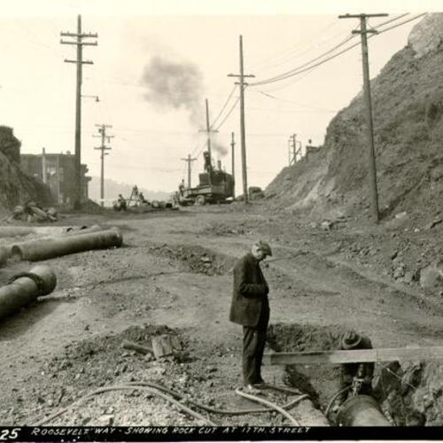 Roosevelt Way - showing rock cut at 17th Street