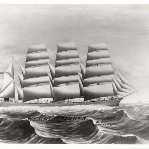 [Painting of sailing ship "Werner Vinnen"]