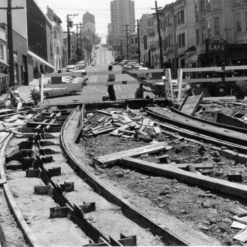 [Track construction at Beach and Hyde streets]
