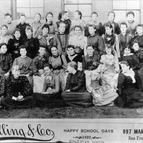 [Girls High School class photo, Happy School Days, 1892]