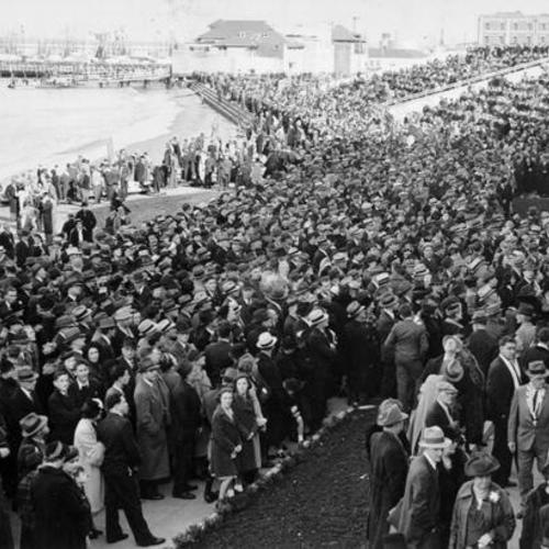 [Crowd gathered at opening of Aquatic Park]
