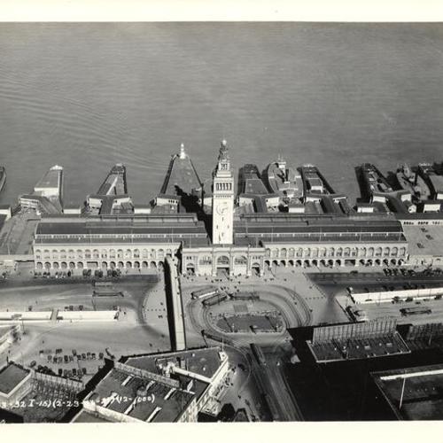 [Aerial view of the Ferry Building]