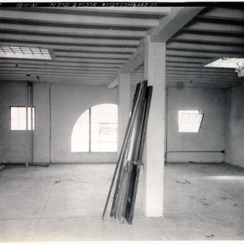 [North end of second floor of Lyon Storage building at 1737 Lombard Street]