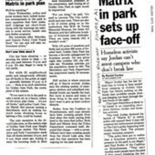 Matrix in Park Sets Up..., SF Examiner, Aug. 26 1995
