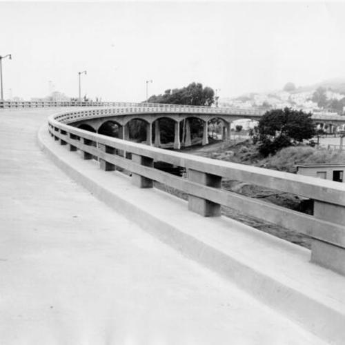 [Alemany overpass over Junipero Serra Boulevard, looking north from south approach, 7-12-50]