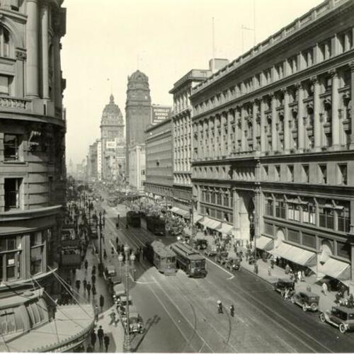 [Market at Powell Street looking east]