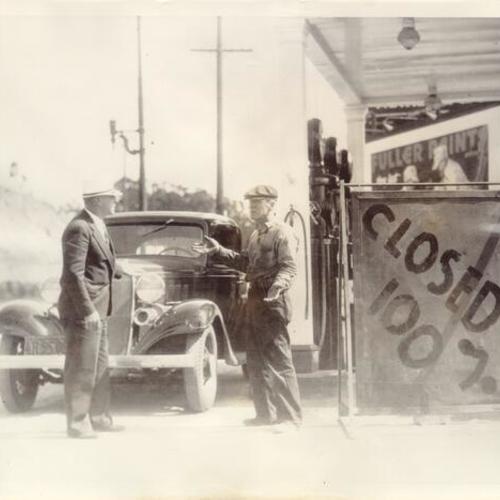 [Gasoline sold out during longshoremen's strike of 1934]