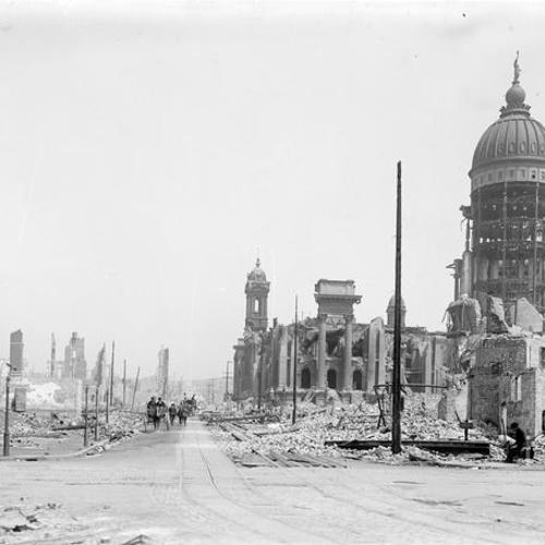 City Hall remains and surrounding rubble