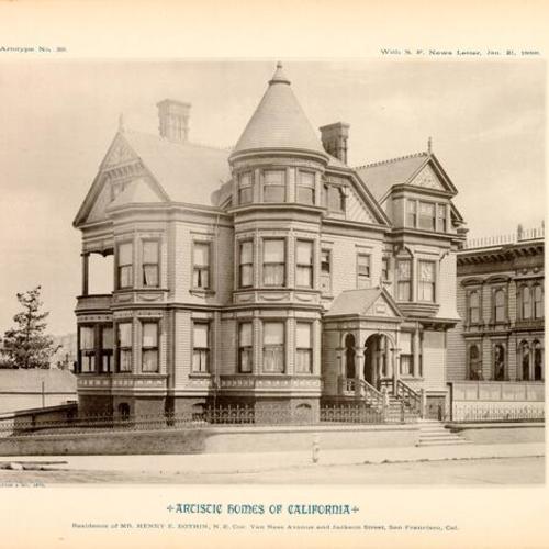ARTISTIC HOMES OF CALIFORNIA - Residence of MR. HENRY E. BOTHIN, N. E. Cor. Van Ness Avenue and Jackson Streets, San Francisco, Cal