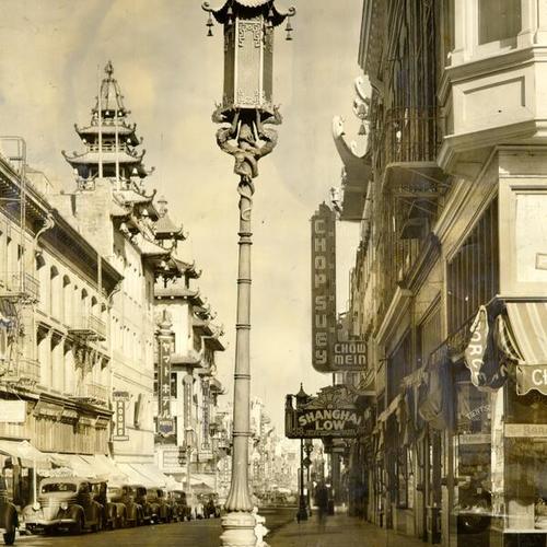 [Chinese arc lamps in Chinatown on Grant avenue]