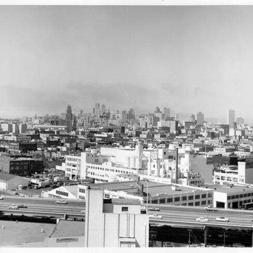[View of San Francisco from Hamm's Brewing Company on Bryant Street, looking toward downtown]