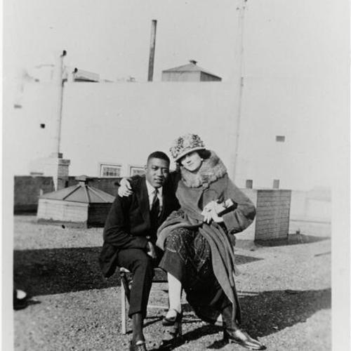 [Alonzo's brother and unknown woman on roof of building near Ocean Beach]