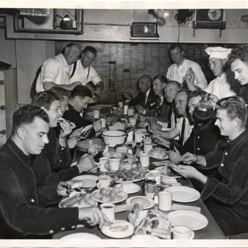 [Firemen's meal time at Engine 17]