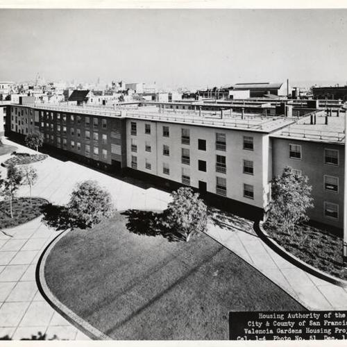 [Courtyard at Valencia Gardens housing project]