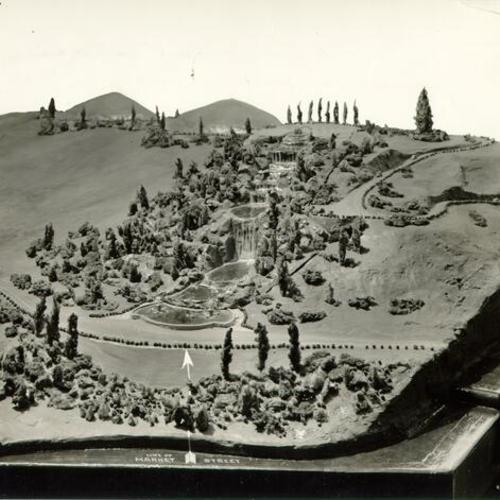 [Detail of model of proposed fountain at head of Market Street]