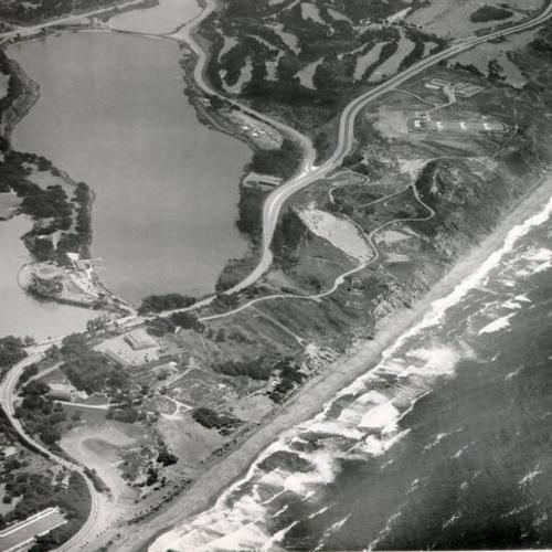 [Aerial view of Fort Funston and Lake Merced]