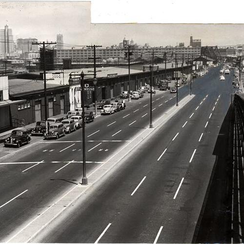 [View of Third Street from the overpass to China Basin]