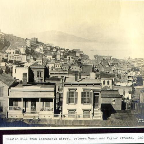 Russian Hill from Sacramento street, between Mason and Taylor streets. 1871?