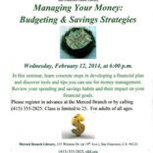 Managing Your Money, Budgeting & Savings Strategies flyer