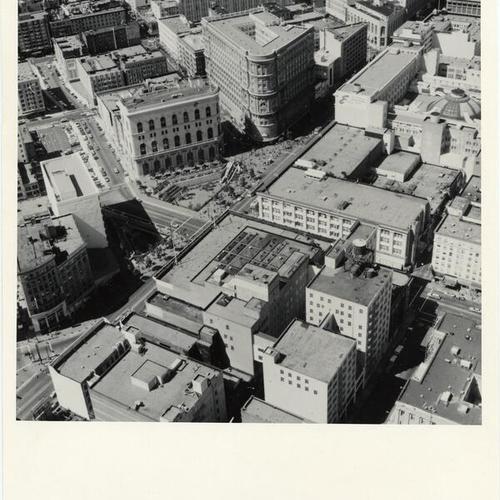 [Aerial view of Hallidie Plaza, Market and Powell streets]