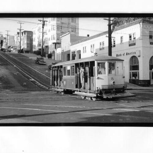 [Cable car at Castro and 24th streets]