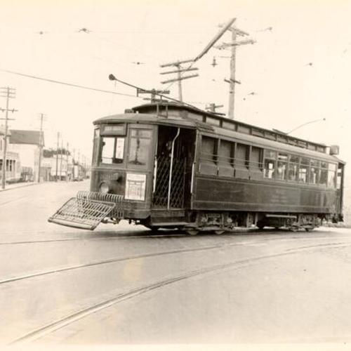 [Market Street Railway Company 29 line streetcar at San Bruno Avenue and 3rd Street]