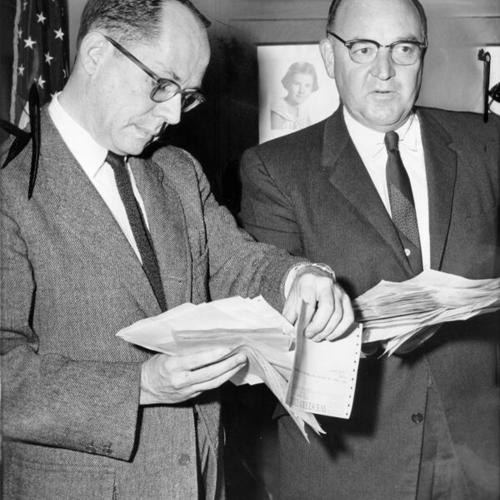 [Frederick G. Dutton (left) and Governor-elect Edmund G. (Pat) Brown (right)]