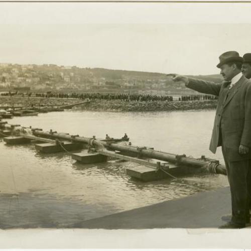 [President C.C. Moore inspecting Lagoon of Palace of Fine Arts]
