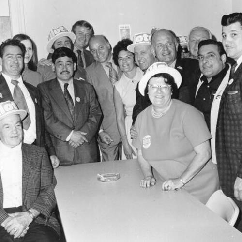 [Joseph Alioto with supporters during campaign for mayor]