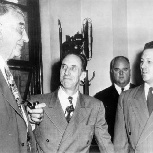 [Harry Bridges with other representatives in talks to settle the Hawaiian shipping strike]