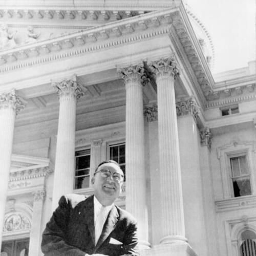 [Edmund G. (Pat) Brown outside the California State Capitol]
