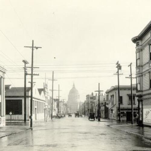 [Fulton at Laguna street with view of City Hall in background]