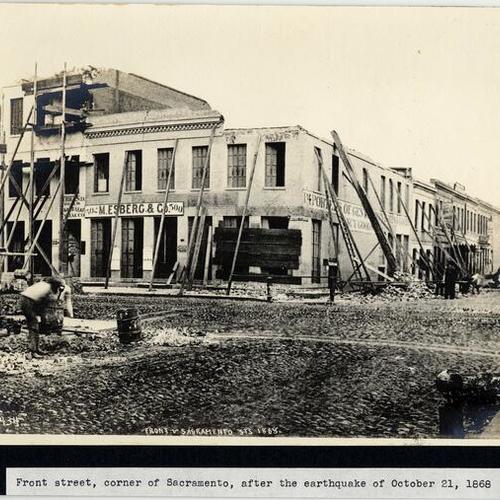 Front street, corner of Sacramento, after the earthquake of October 21, 1868