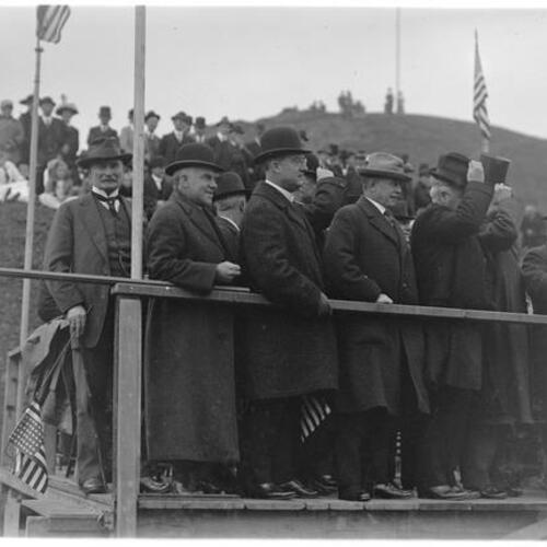City engineer M. M. O'Shaughnessy (left) and others at celebration