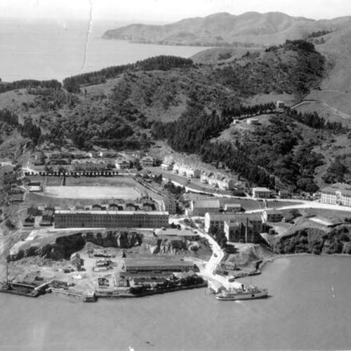 [Aerial view of Fort McDowell on Angel Island]