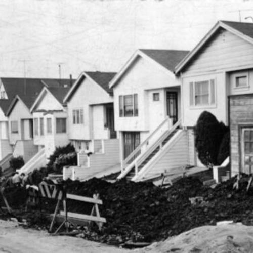 [Chenery Street near Roanoke during a sewer construction project]