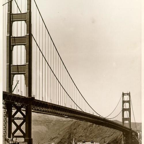 [Passenger ship Santa Paula passing underneath the Golden Gate Bridge]