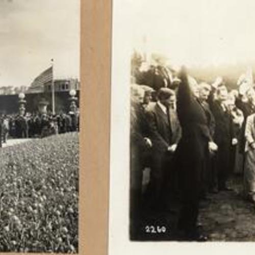 [Dedication of Y.W.C.A., left. Breaking ground for the Y.W.C.A. building, right]