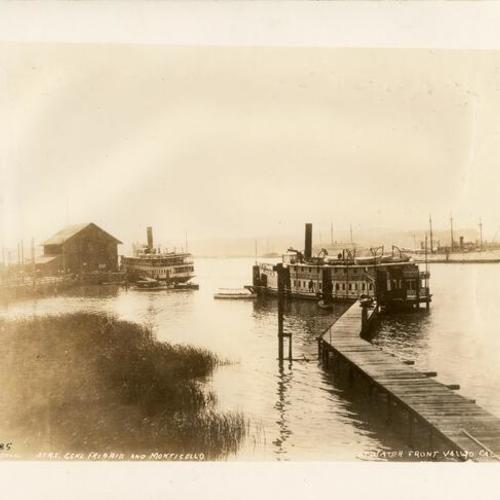 [Riverboats "General Frisbie" and "Monticello" at waterfront, Vallejo, California]