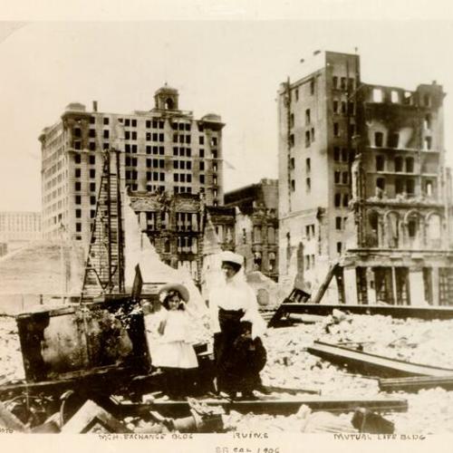 [Merchant Exchange Building and Mutual Life Building destroyed by the 1906 earthquake and fire]