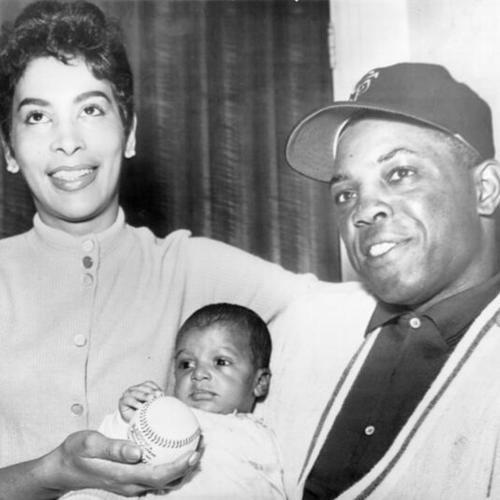 [Willie Mays with his wife, Marghuerite, and their son, Michael]