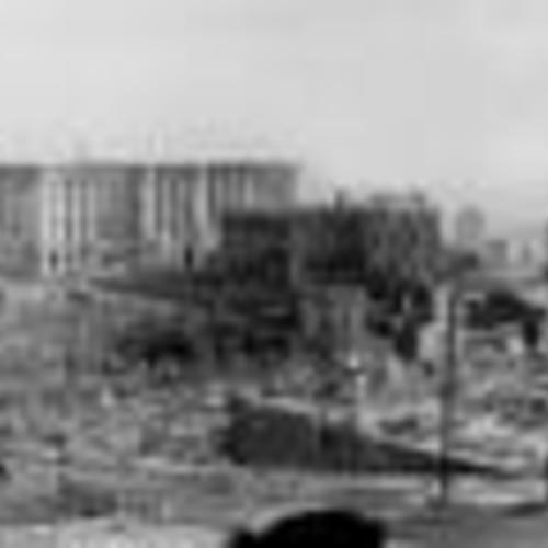 [City Res. Panorama of burnt district from Clay St. Tank]