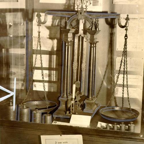 [Scales displayed at the Bank of California]