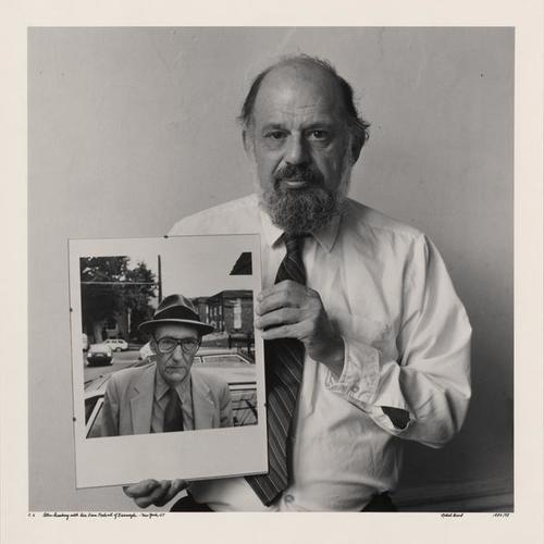 Ginsberg, Allen with his own portrait of [William] Burroughs (New York, NY)