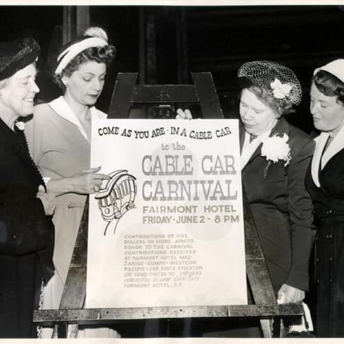 [Mrs. H. B. Price, Mrs. Vera Schwabacher, Mrs. Norman Smith and Mrs. Charles Spivock making arrangements for a Cable Car Carnival]