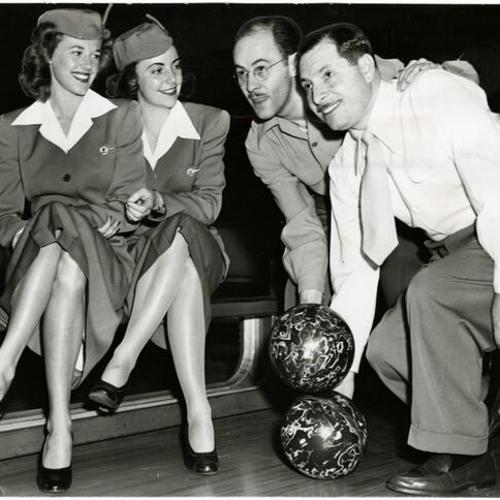 [Bowling champions and hostesses at Downtown Bowl]